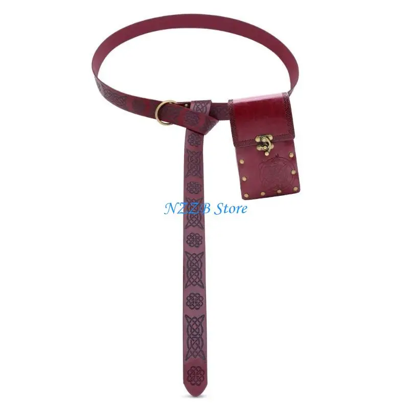 

T21F Men Cosplay Brown Belt Alchemist WaistBelt Cosplay Industrial Age LARP Cosplay for Costume Photography Props