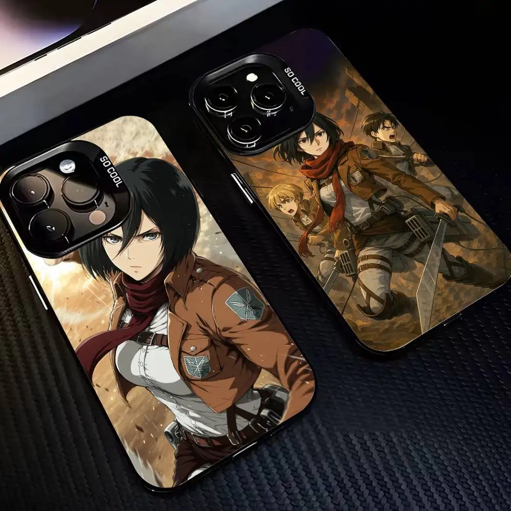 

A-Attack on T-Titan M-Mikasa A-Ackerman-M Phone Case For iPhone 17,16,15,14,13,12,11 Plus,Pro,Colored Silver Plated Inside Cover