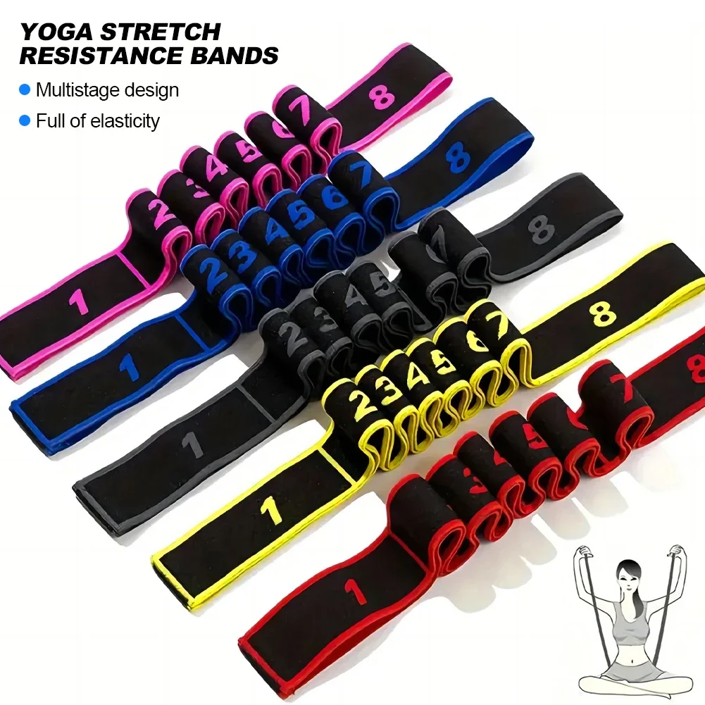 Adult High Elasticity Yoga Stretch Resistance Bands Multi-Segment Belt Yoga Assisted Stretching Belt Yoga Fitness Supply