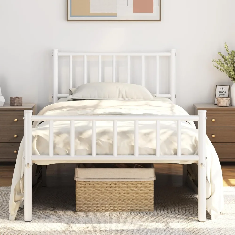 

Yaheetech Twin Size Bed Frame Metal Platform Mattress Foundation with Spindle Headboard & Footboard/No Box Spring Needed/14 Inch