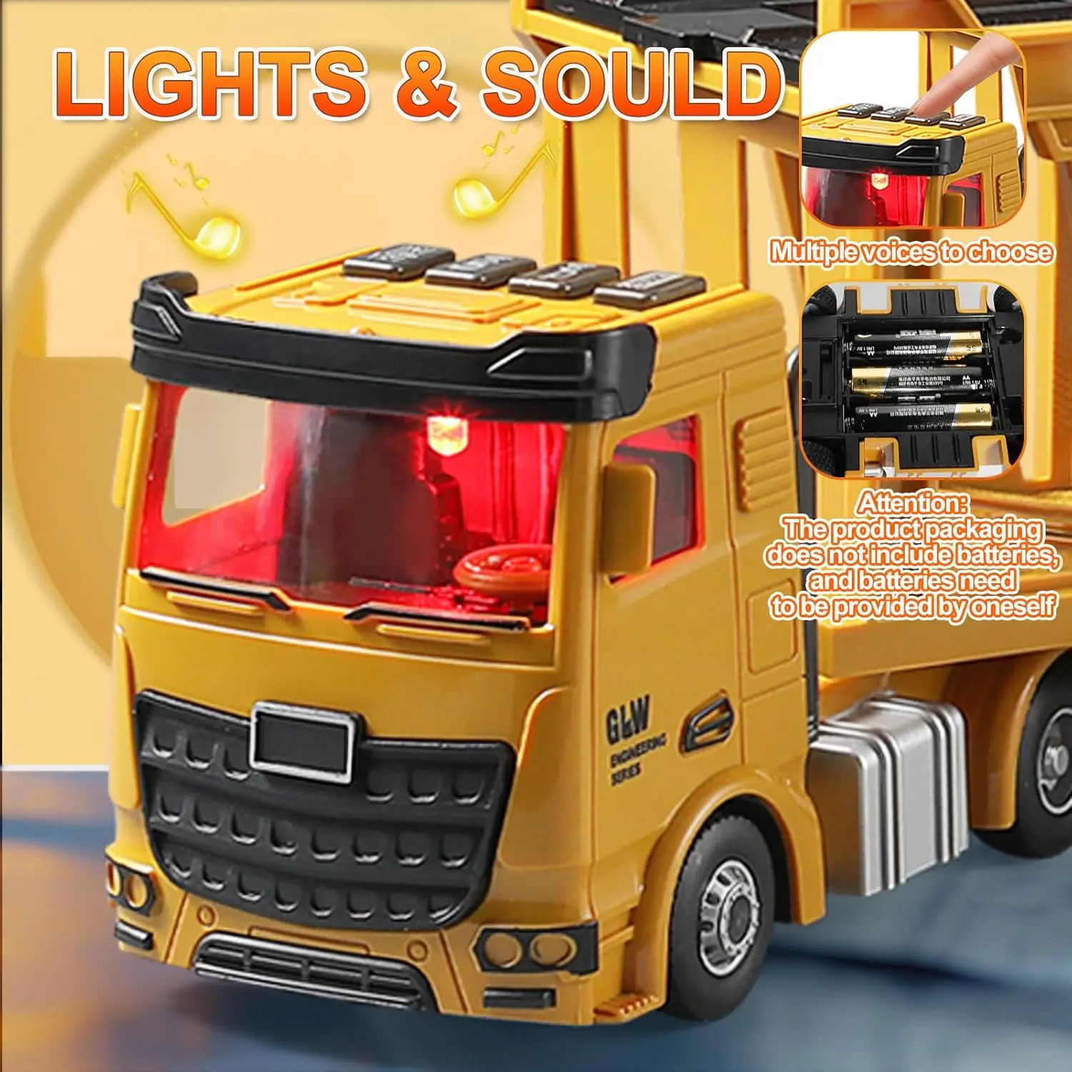 مجموعة ألعاب شاحنات حامل البناء، نموذج قيادة مقلد للغاية، شاحنات عجلات، شاحنات نقل للأطفال #3