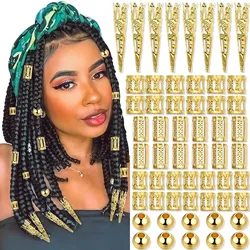 50pcs Braids Clips Hair Beads Adjustable Hair Cuffs Metal Dreadlock Hair Accessories Loc Hair Jewelry for Braids for Women