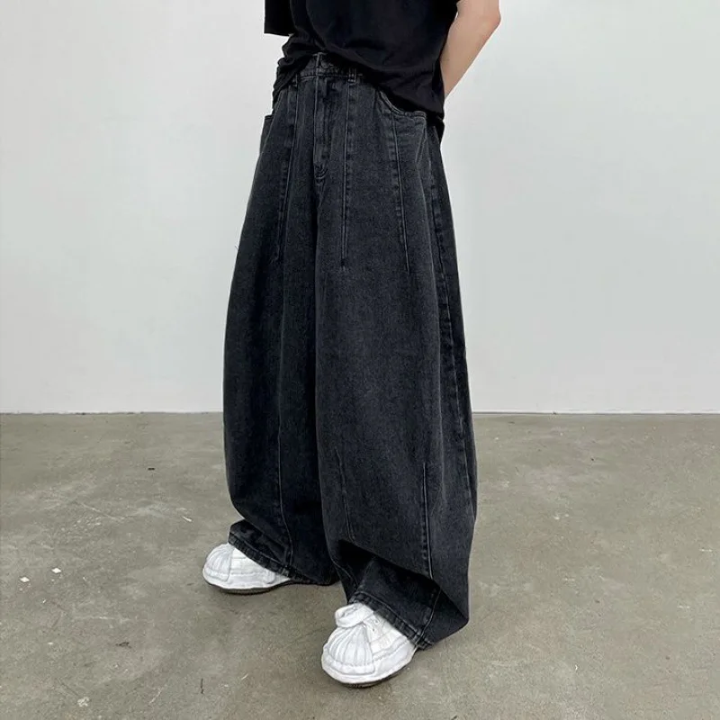 

Vintage New Fashion Washed Wide Leg Loose Jean Trousers Spring Summer Men's Solid Color Casual Trendy Denim Pants Male Clothes
