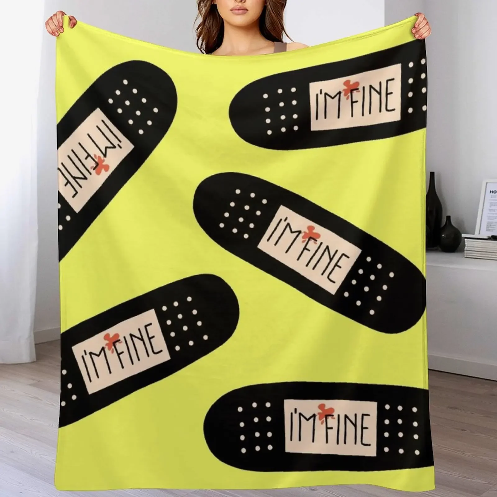 

I'm Fine- Band Aid Throw Blanket Retros Weighted Summer Softest Blankets
