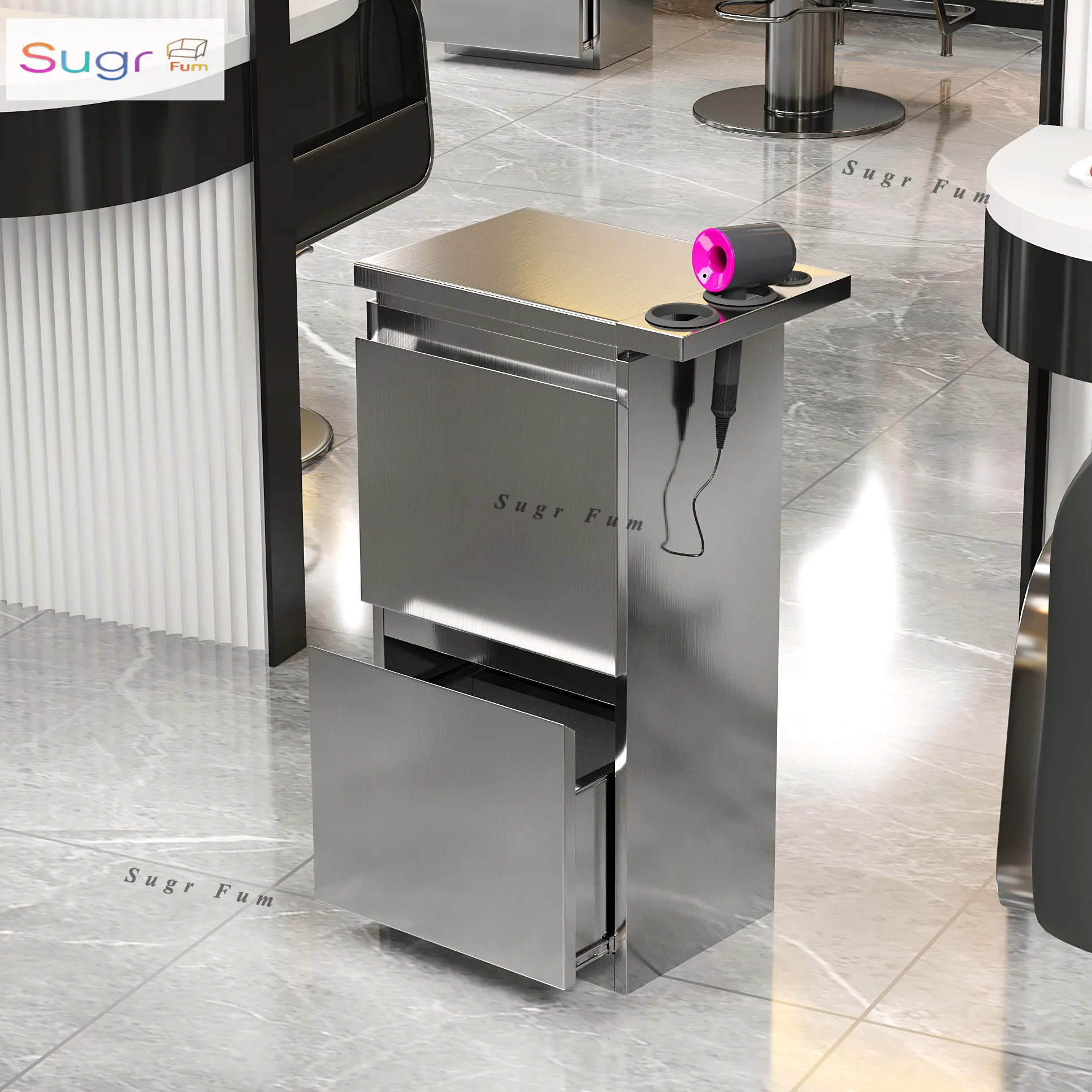 Barber Shop Tool Cabinet Stainless Steel Hair Tool Cabinet Hair Salon Special Tool Desk Storage Locker with Drawer