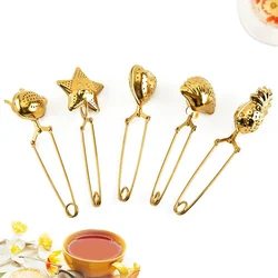 1pc Gold Tea Infuser Strainer Creative  Filter for Tea Infusion Box Kitchen Utensils for Loose Leaf  Stainless Steel Herb Spice