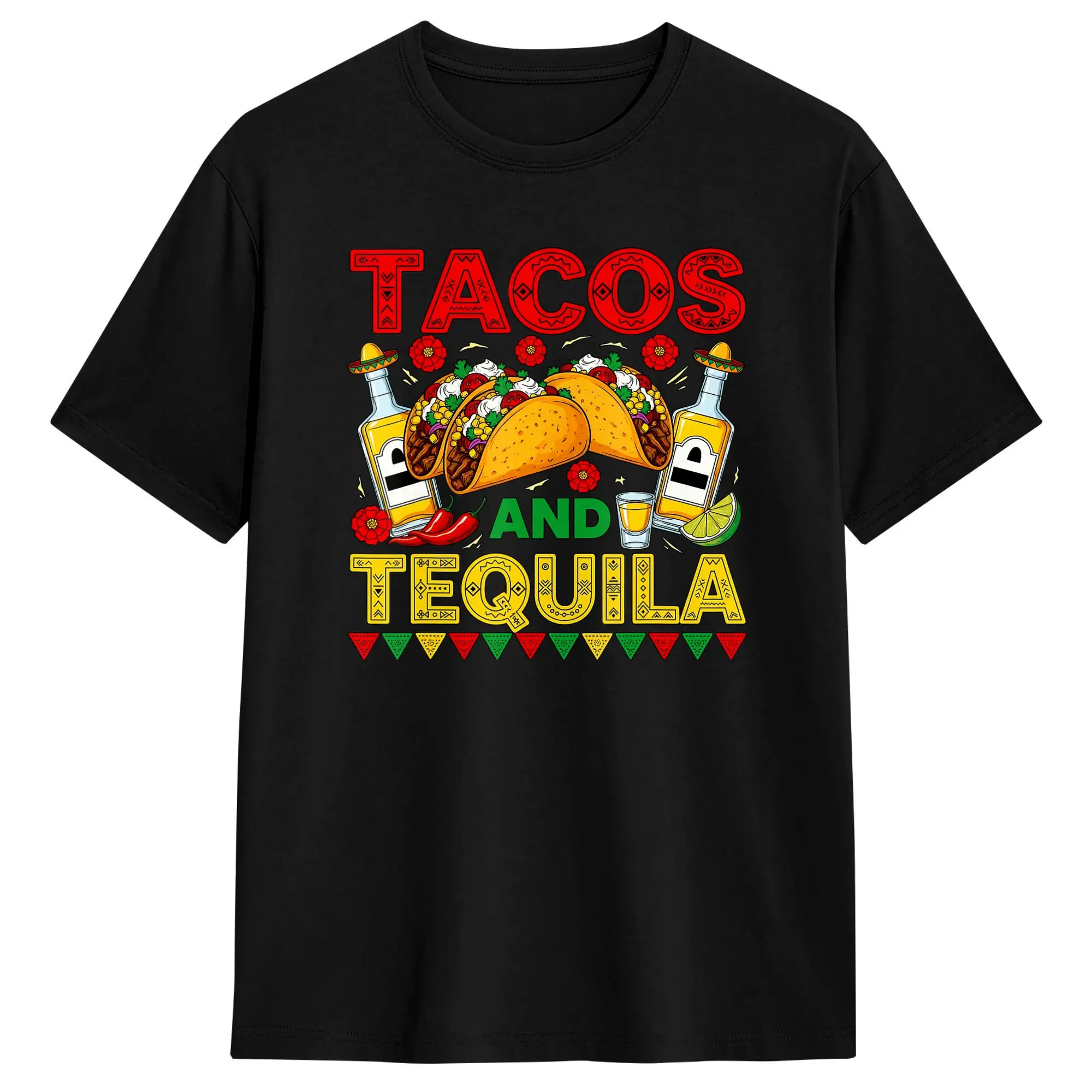 Streetwear T-Shirt Summer Tacos and Tequila Cinco De Mayo Mexican Hip Hop T Shirts Cotton Tee Shirt for Male Y2K Casual Tees