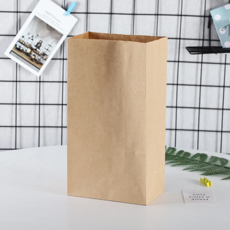 50 stuks vierkante bodem kraftpapier zakken voedsel platte verpakking zakken snoep snacks sieraden opslag kraftpapier zakken