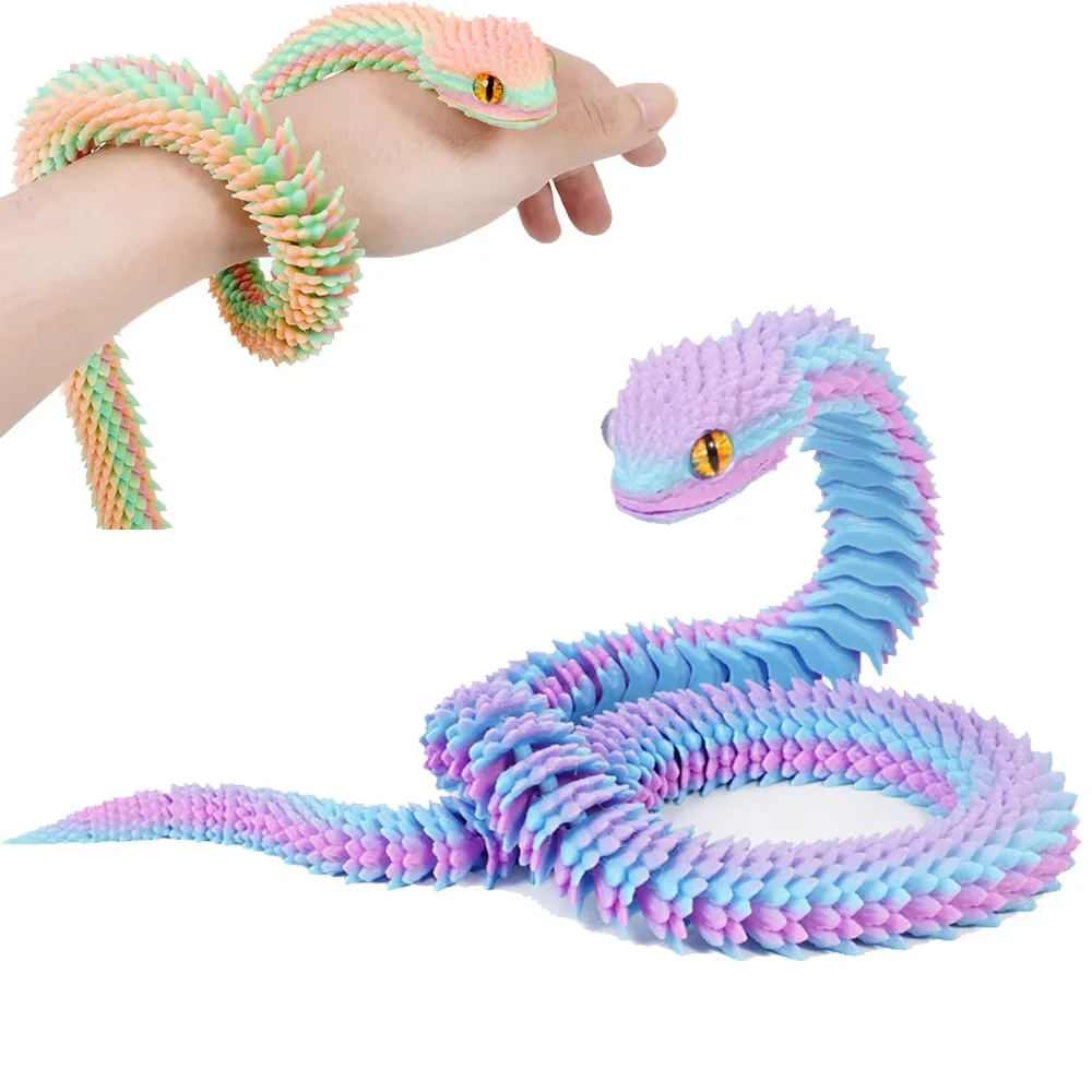 30/40cm 3D Printed Snake Toys Funny Rotatable Articulated Printed Snake Craft Ornament Simulation Animal Home Desktop Ornament