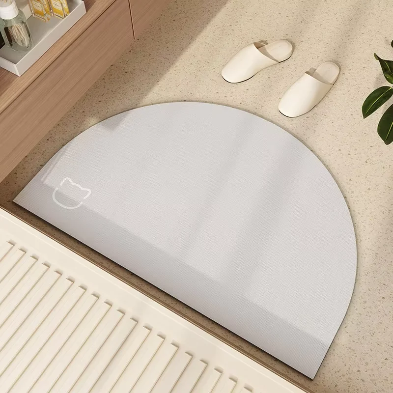VIKAMA Semicircular bathroom floor mat Special diatom mud absorbent foot mat for bathroom door Household  carpet mat