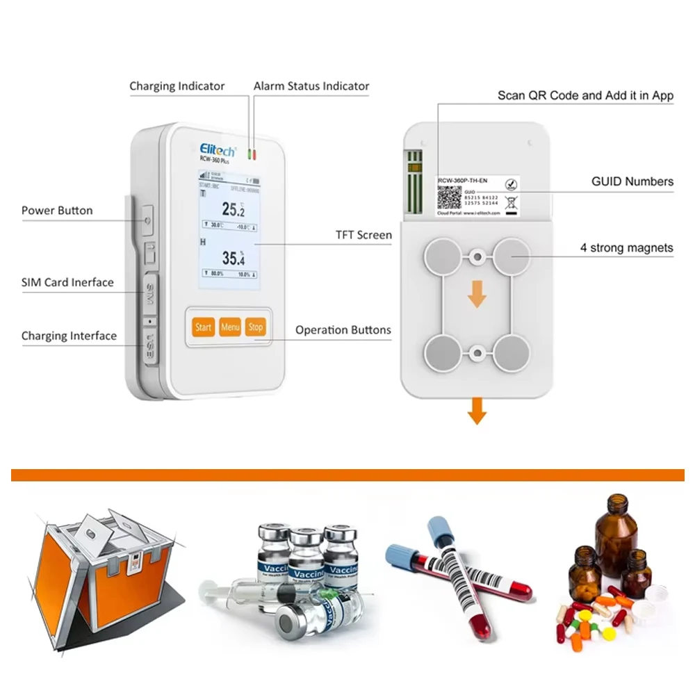 RCW-360Plus Data Logger Cold Chain Transport Temperature and Humidity Recorder Repeatable Logger Real Time Monitor With 4G&WIFI