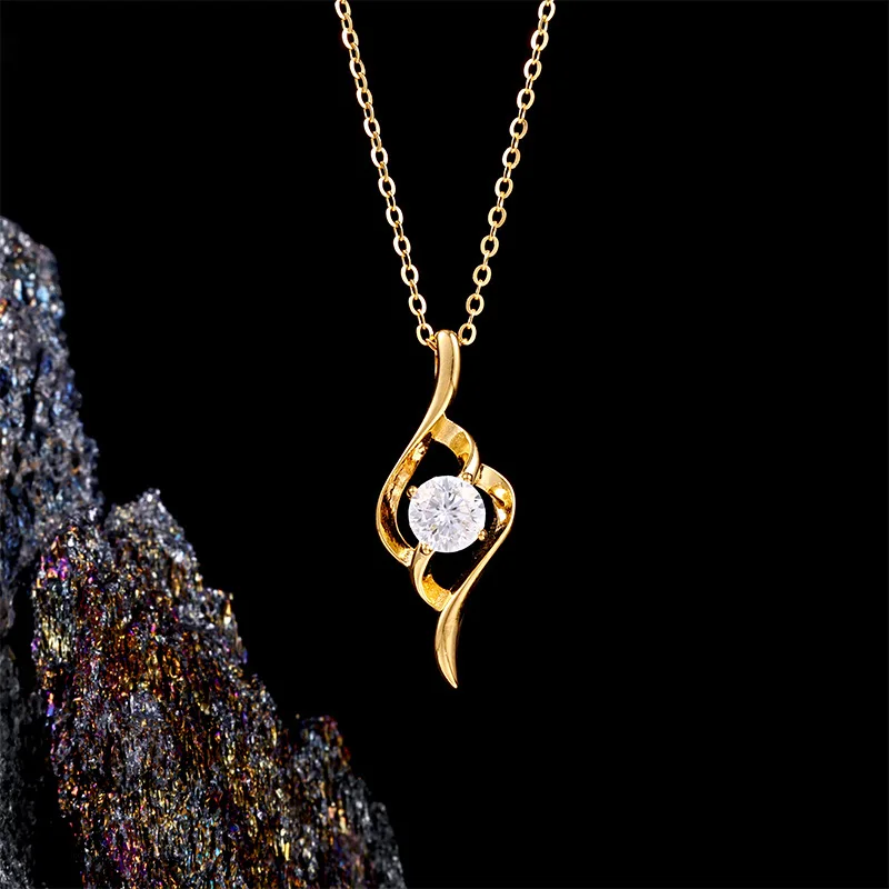 

S925 Sterling Silver 24K Gold Plated 0.5ct VVS1 D Color Moissanite Necklace Women Gift Collarbone Chain Christmas Jewelry gift