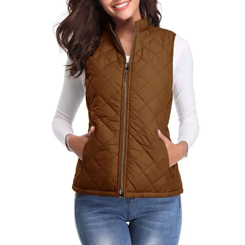 

Cotton-padded Vest Outwear Autumn Winter Keep Warm Trend Stand Collar Zipper Pocket Vests Coats Women Warm Coats Vests Jackets