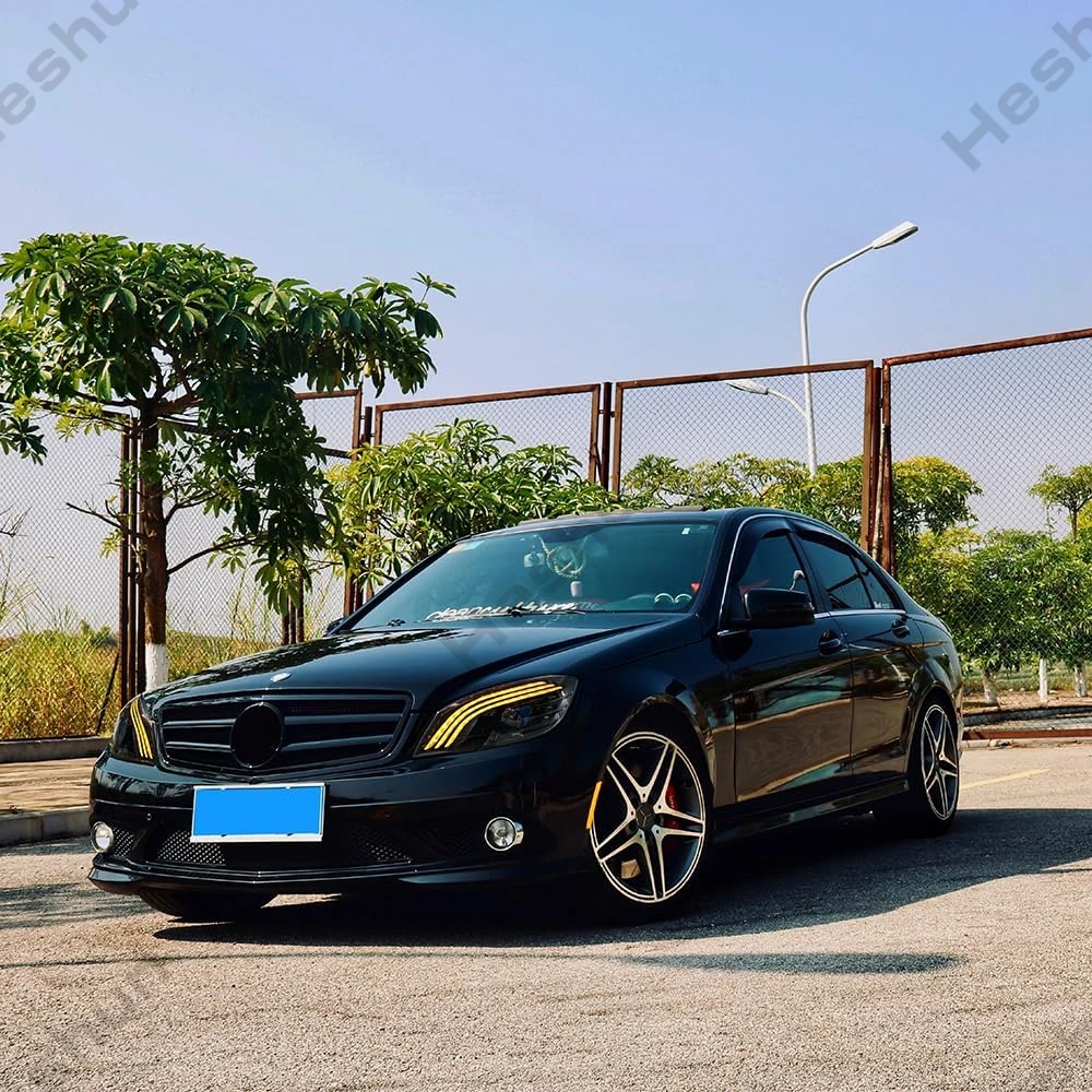 2007-2010年式 ベンツ W204 C180 C200 C63 C250 C280 C300 AMG用 LEDヘッドライト ペア フロントライト ウインカー DRL ヘッドランプ