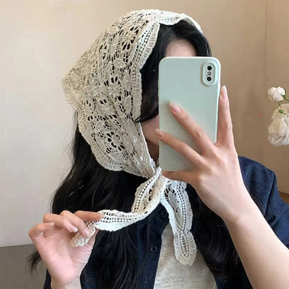 

Retro Fake Collar Lace Shawl White Cape Flower Scarves Scarf Accessories Cloak Lace Triangle Scarf Female