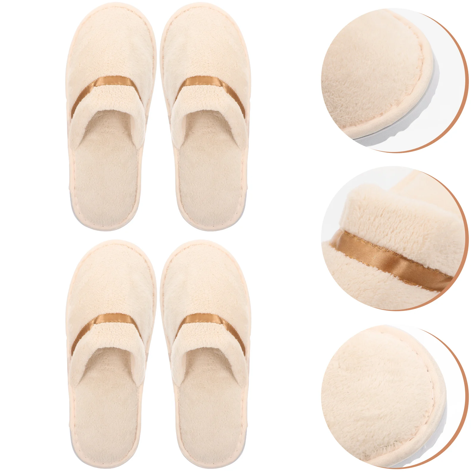 

2 Pairs Thick Coral Fleece Hotel Lightweight Skid Proof Reusable Travel Slippers For Family Men Women Spas Airlines Household