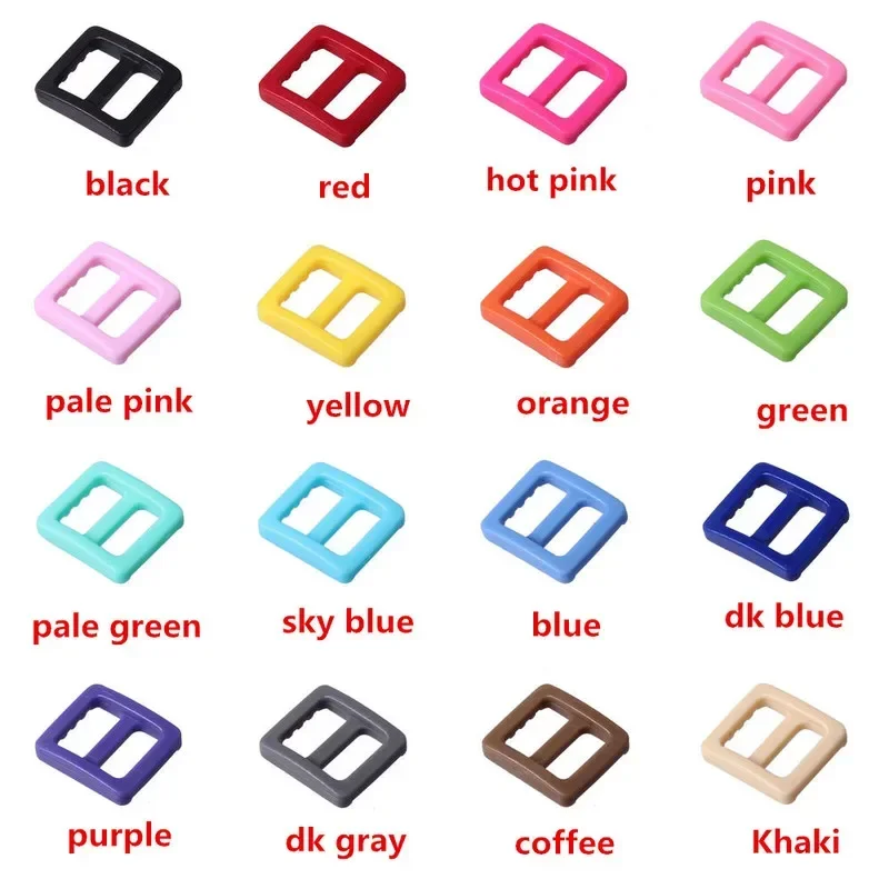 Meetee 100/200Pcs Colorful 10mm Plastic Slider Tri-Glide Adjustable Buckles Dog Collar Harness Backpack Strap Webbing Bag Parts