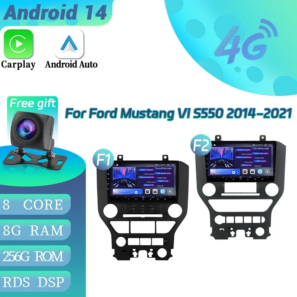 أندرويد 14 الوسائط المتعددة لفورد موستانج 6 Vi S550 2014-2021 Autoradio 4G GPS مشغل راديو السيارة الملاحة BT Carplay شاشة تعمل باللمس