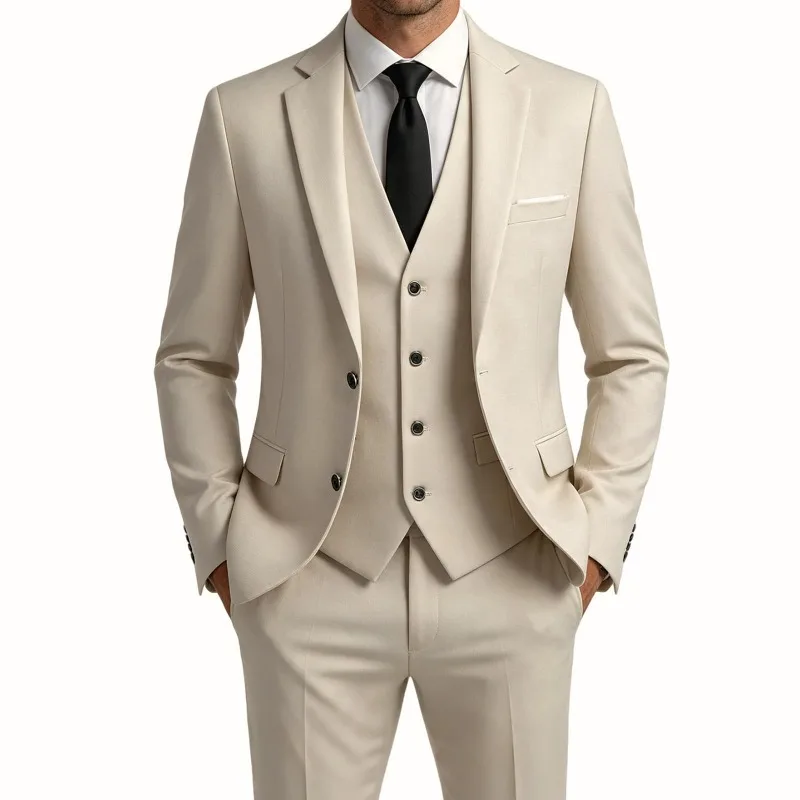 Men's  Suit Slim Fit Formal Wedding Business Tuxedo Blazer Pants 3 Piece Mens Suits Two Button Solid Slim Fit Formal Wear