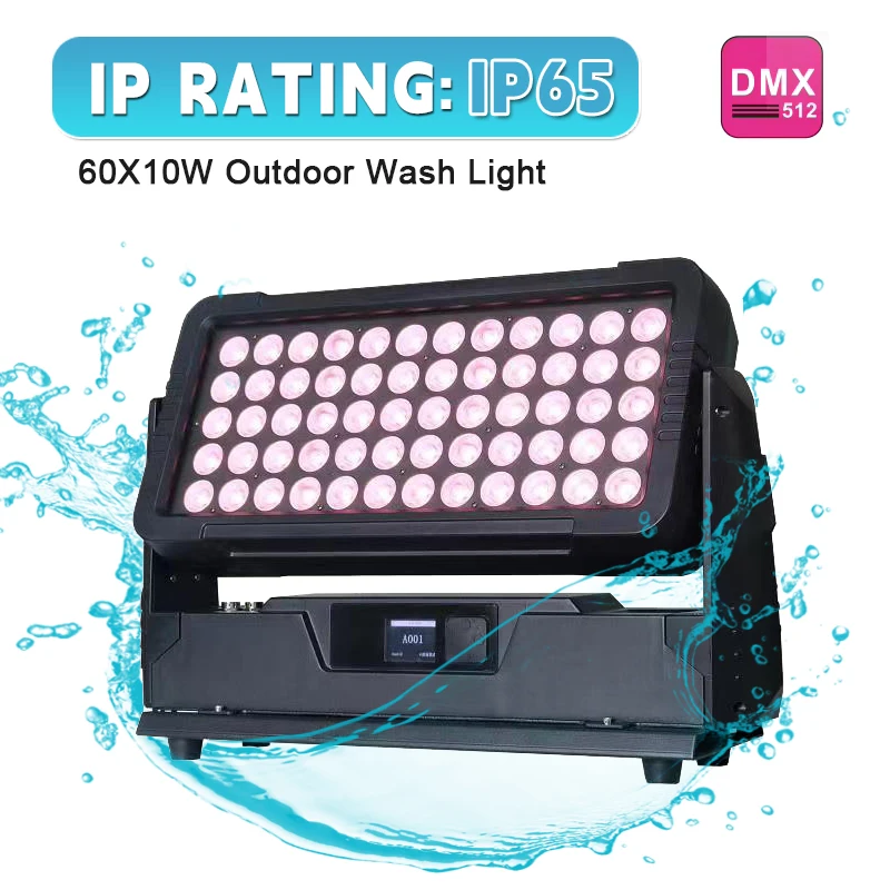 Outdoor 60x10W LED IP65 RGBW Wall Wash Washer Stage Flood Architecture Building City Color Light