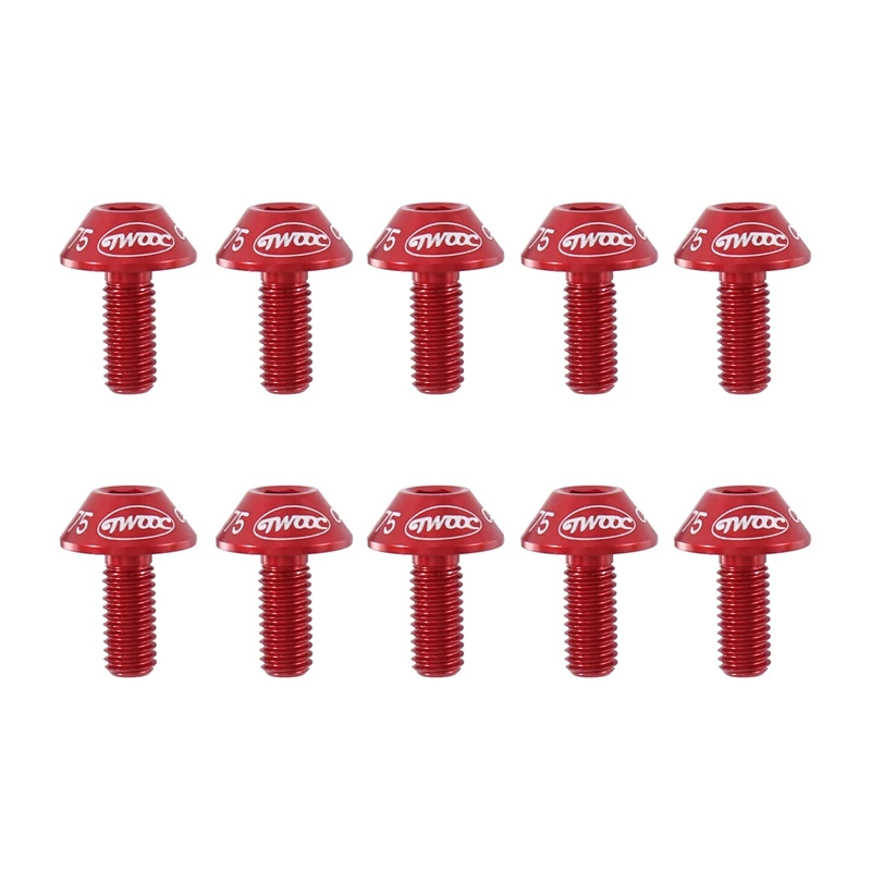 Twooc 10Pcs M5 X 12 Kettle Frame Screw Bicycle Screw Mountain Bike Accessories Aluminum Alloy Cycling Accessories