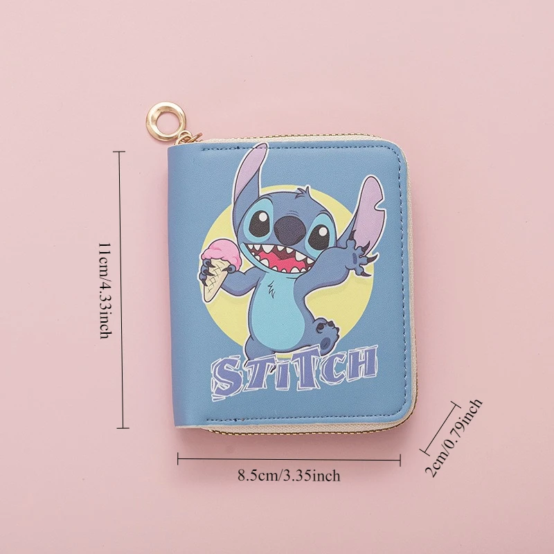 Disney Stitch Multi function Men s Compact Zipper Wallet Cartoon Mini Coin Purse and Card Holder For Students Boys Daily Use