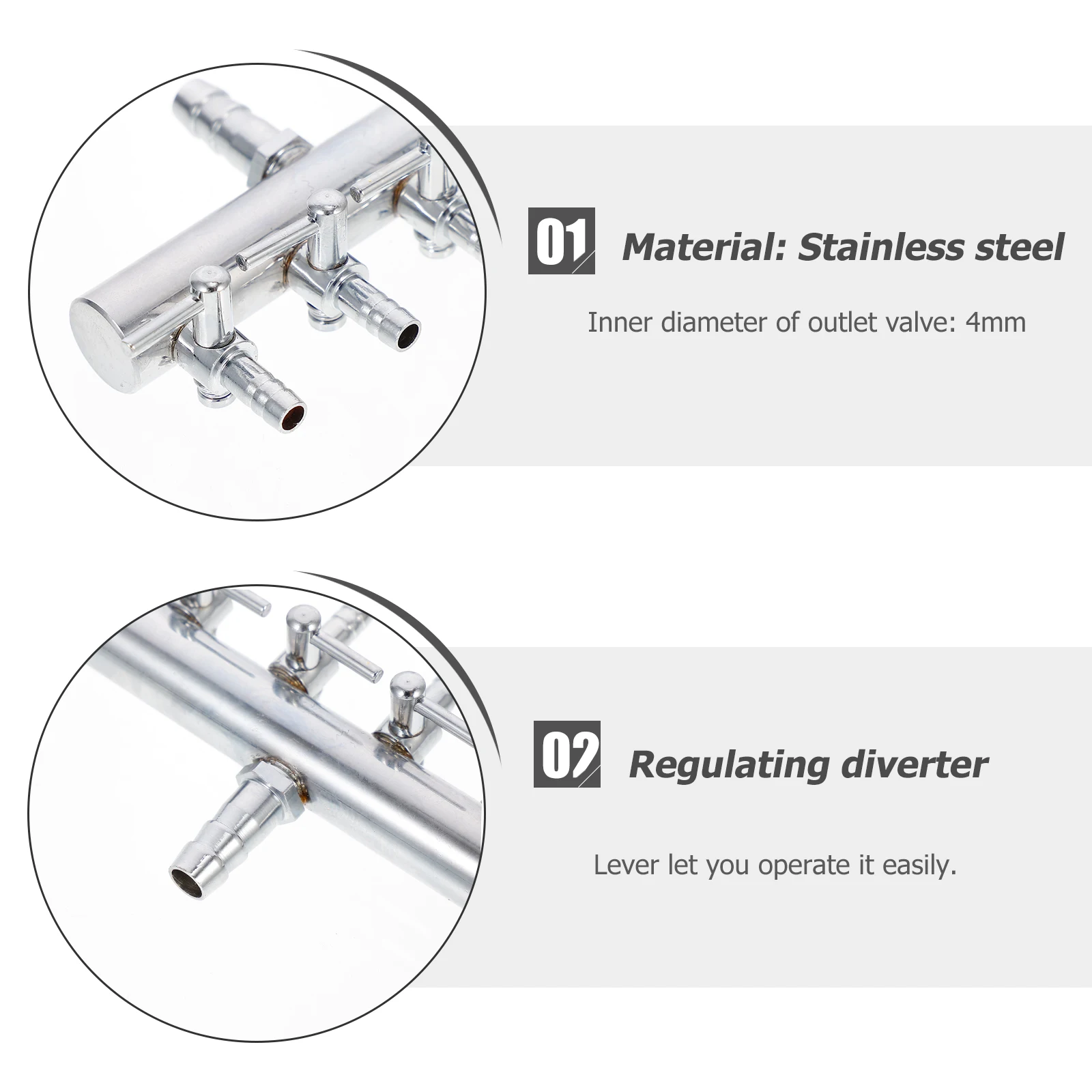 

Stainless Steel Valve 8Mm To 4Mm Aquarium Pond Aerator Splitter Oxygen Tube Distributor Inline Flow Lever