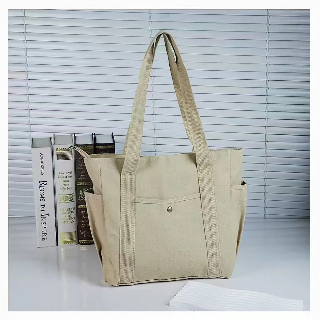 Große Canvas-Tragetasche für Arbeit und Ausgehen, Hochwertige Vielseitige Tasche für Pendler, Literarische und Künstlerische Studentenmode – Detail 8