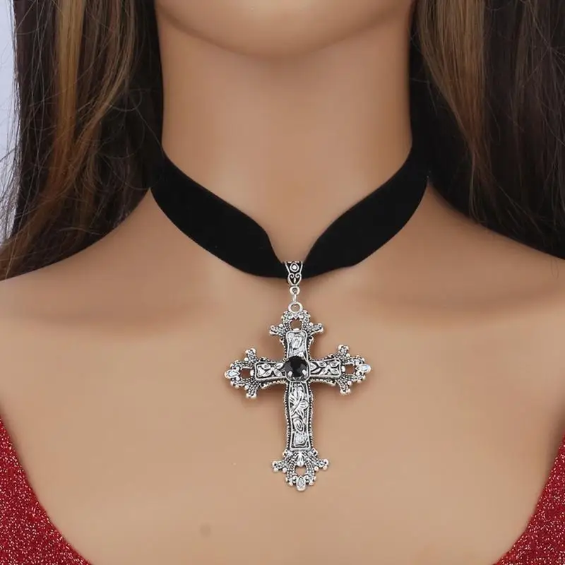 

D46E Vintage Charm Necklaces Choker Adjustable Collar Necklace