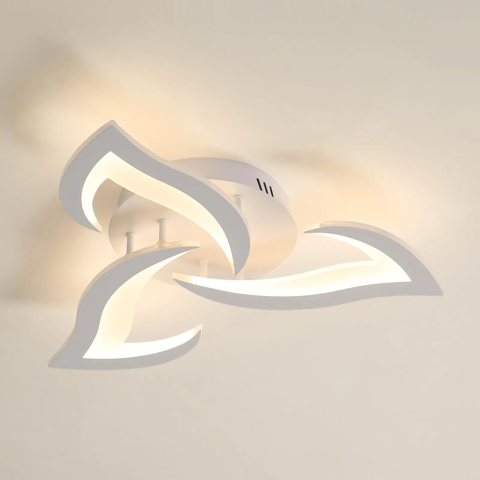 Modern LED Ceiling Light,36W Flower Shaped Ceiling Lamp,3 Petal Heads Chandeliers for Living Room,Bedroom, Dining Room, Kitchen,