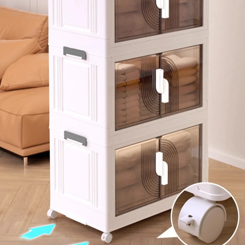 

Dopamine folding storage cabinet multi-layer double door storage toy bag baby clothing household dust storage box