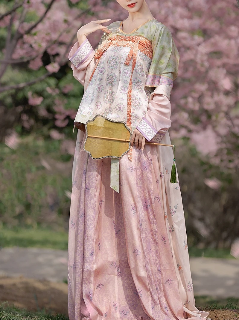 

Authentic Tang Dynas Hanfu Chest-Length Women's Skirt able Spring Summer Polyester Fiber Traditional Chinese Sle