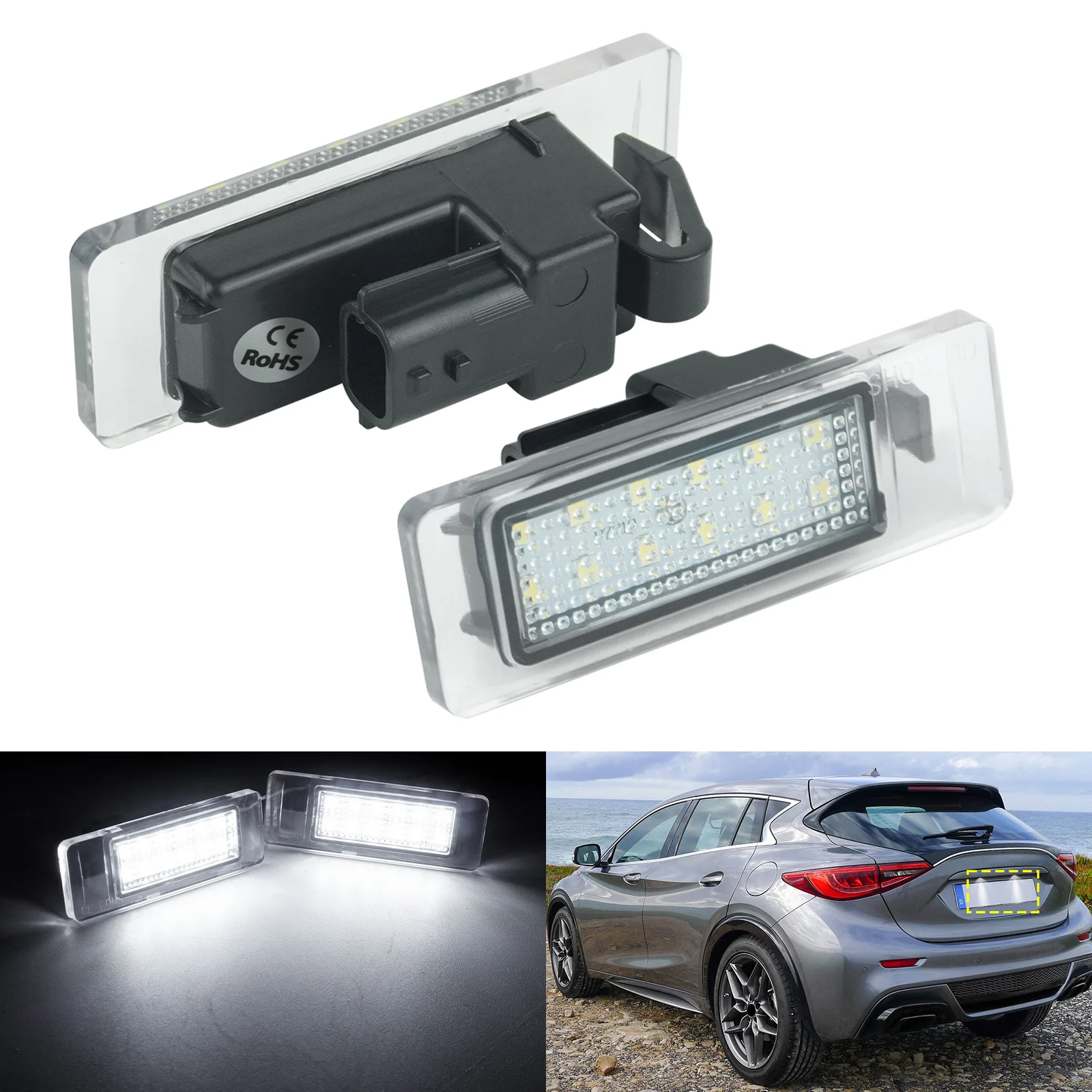 LED License Number Plate Light For Renault Kadjar Espace V Clio V Master III Scenic IV Megane IV 5D Infiniti Q50 Q60 QX30 QX50