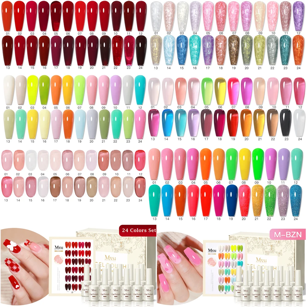 

Набор гель-лаков для ногтей, 24 шт., всесезонный, 15 мл, разноцветный, без TPO и HEMA, долговечный, УФ-отверждаемый, для маникюра