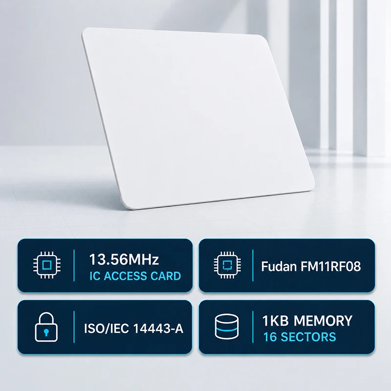 13.56MHz RFID IC Access Cards, Fudan FM11RF08 Fixed UID or Rewritable UID 1KB PVC Blank Cards, ISO 14443A for Access Control