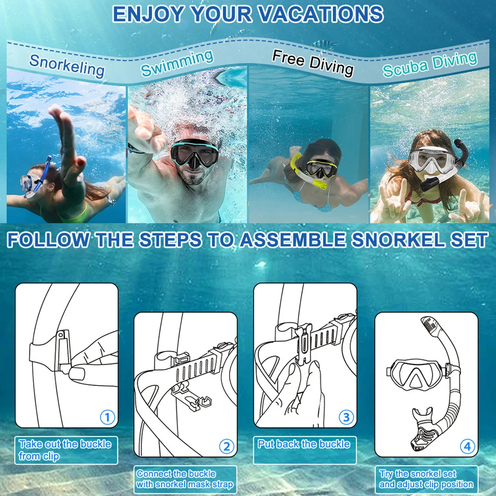 Full Dry Snorkel Easy-Breath Diving Snorkel for Scuba Diving Freediving Swimming Top Dry Valve Food-Grade Silicone Mouthpiece