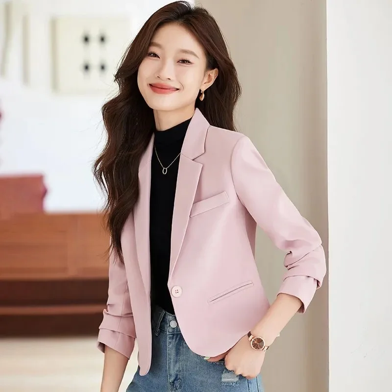 good-looking Spring Autumn short sleeved professional casual temperament suit jacket coat slim Ladies suit work clothes