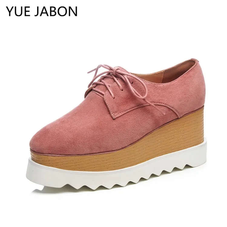 Pink New Women Sneakers Cow Suede Waterproof Wedges Platform Outdoor Running Shoes Gladiator zapatos de mujer Heel Sneakers