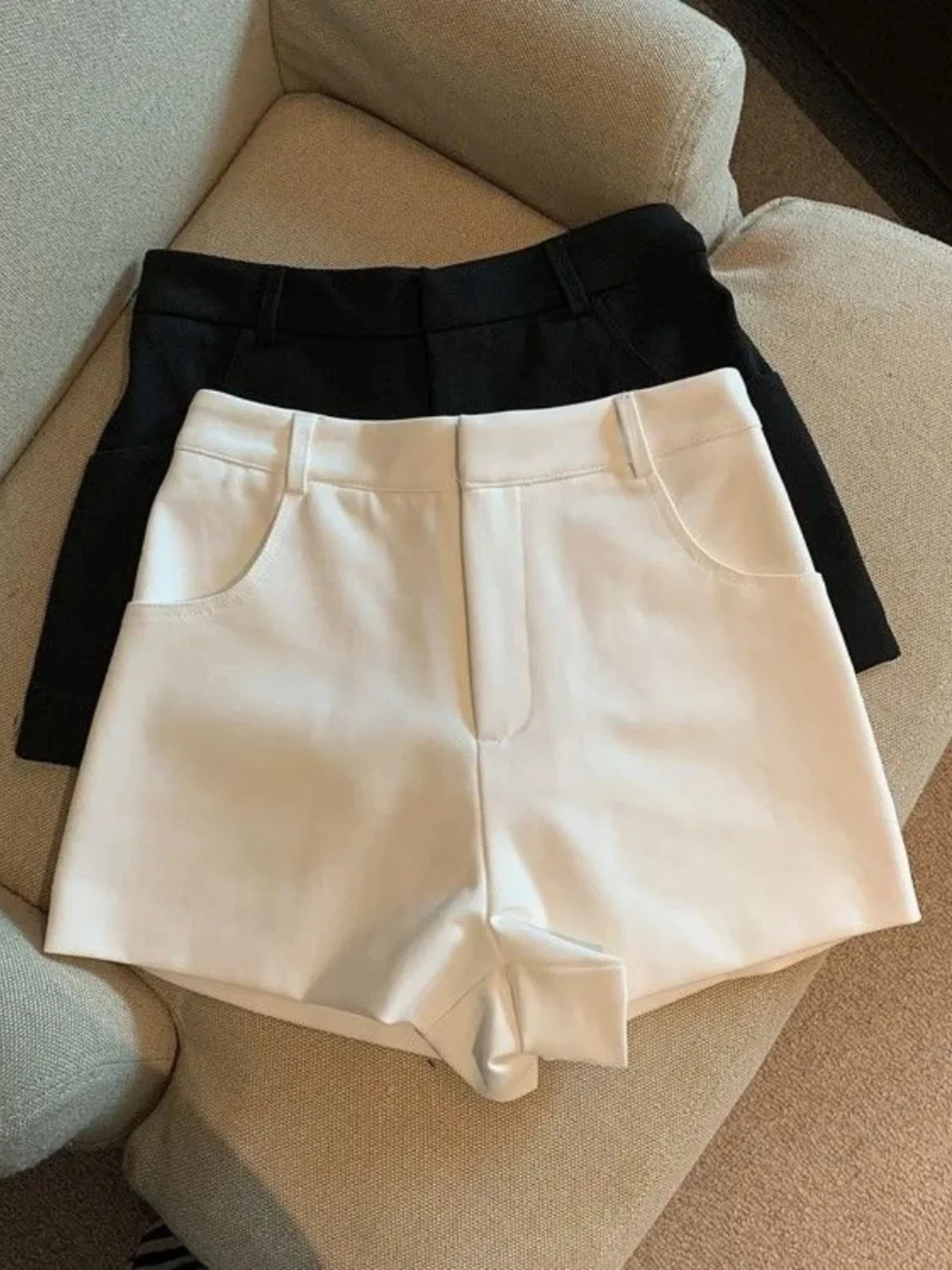 

Женские летние шорты с высокой талией, А-силуэт, утягивающие, повседневные, из смесового хлопка, в корейском стиле, универсальные, готовые к носке на каждый день