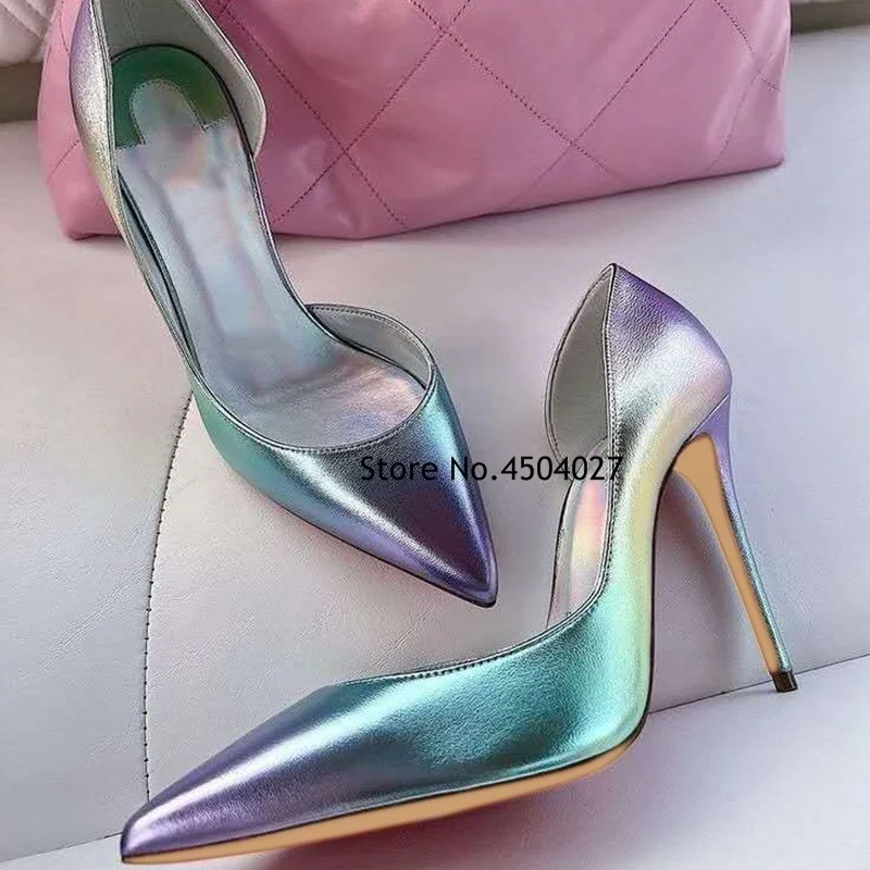 

Gradient Colorized Pointed Toe High Heels Luxury Irregular Cut Stiletto Heel Pumps Wedding Dress High-heeled Women Shoes