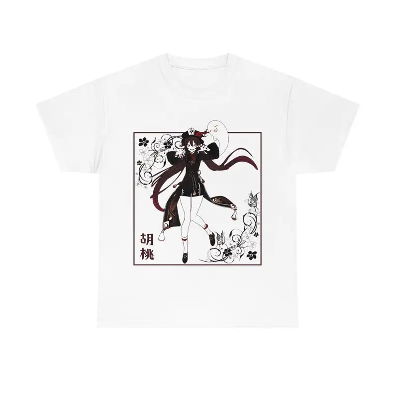 Hu Tao Genshin Impact Aesthetic Anime Vaporwave Wangsheng Funeral Parlor Unisex Heavy Cotton Tee