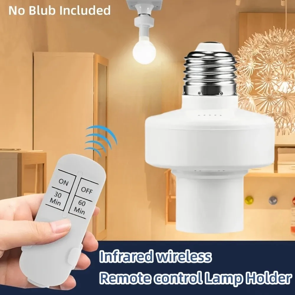 Wireless E27 LED lamp holder and remote switch timer AC 110-240V socket adapter converter for home lighting