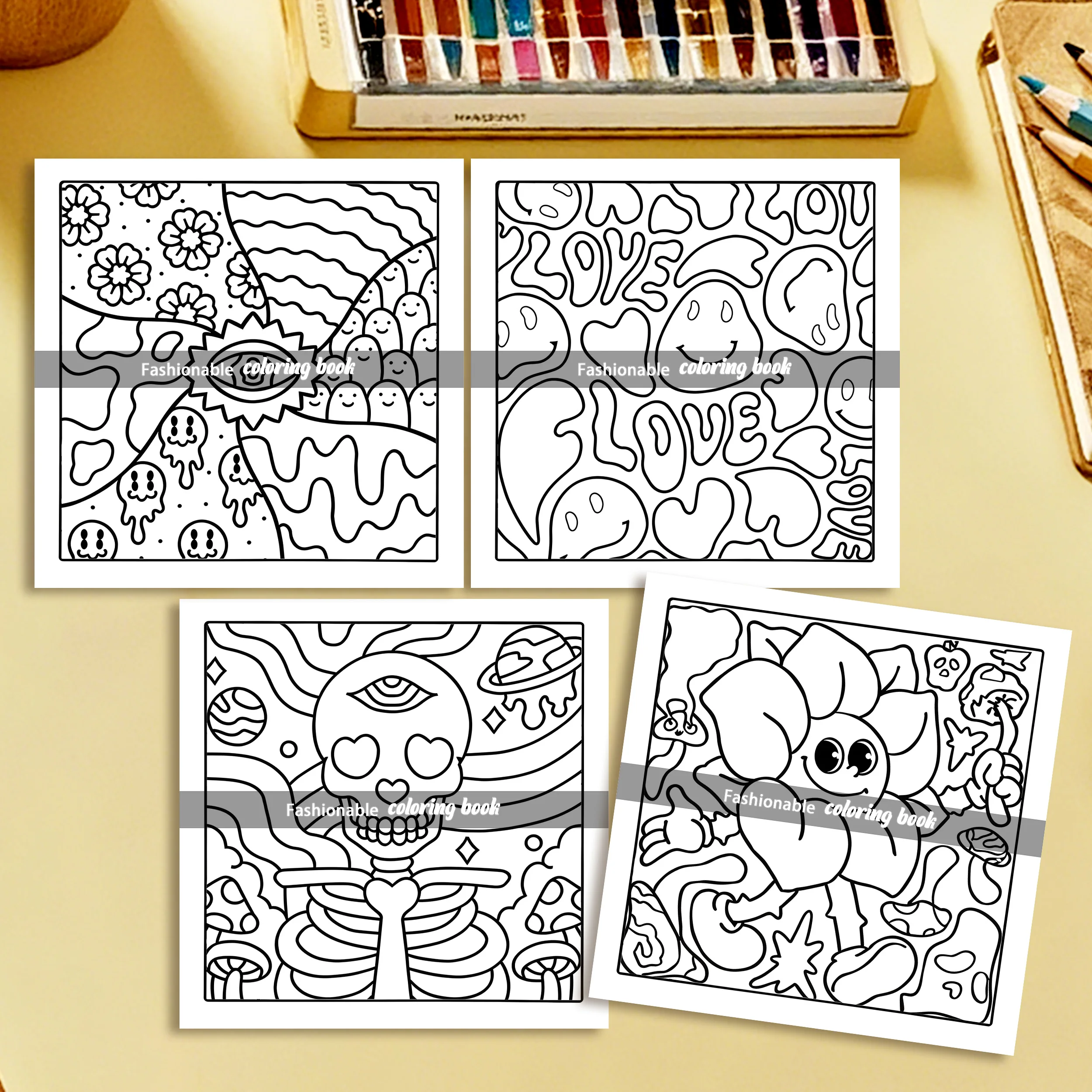 GROOVY Bold-easy Patterns Coloring Book for Adults Cute Drawing Book Perfect Gift for Party and Birthday