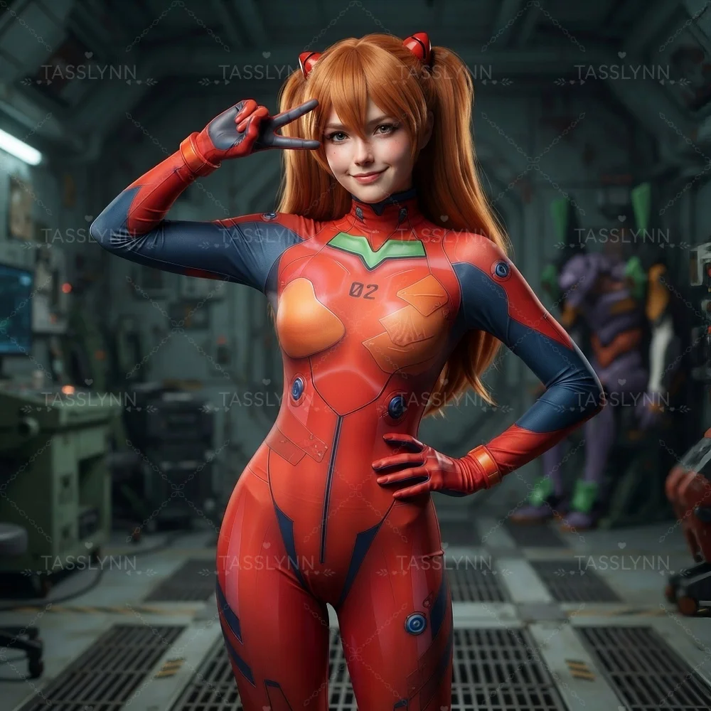 Asuka Langley & Ayanami Rei Plugsuit Full Bodysuit Cosplay Zentai Asuka Langley Costume For Comic Con Studio Shooting