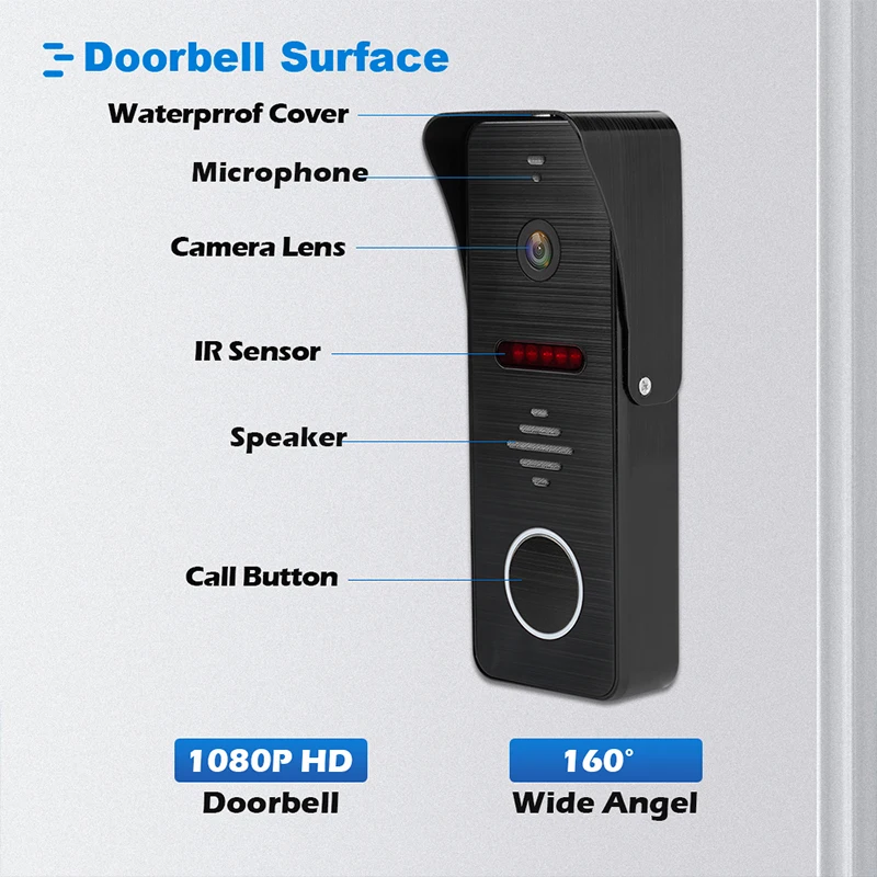 Sistema de intercomunicação de vídeo wi-fi para kit de segurança doméstica 1080p câmera de porta apartamento campainha intercom em casa privada 7/10