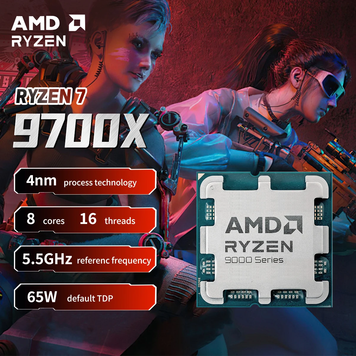 AMD Ryzen 7 9700X L3=32M 3.8GHz 8-Core 16-Thread R7 9700X Gaming Processor 65W 4NM DDR5 Socket AM5 No Fan
