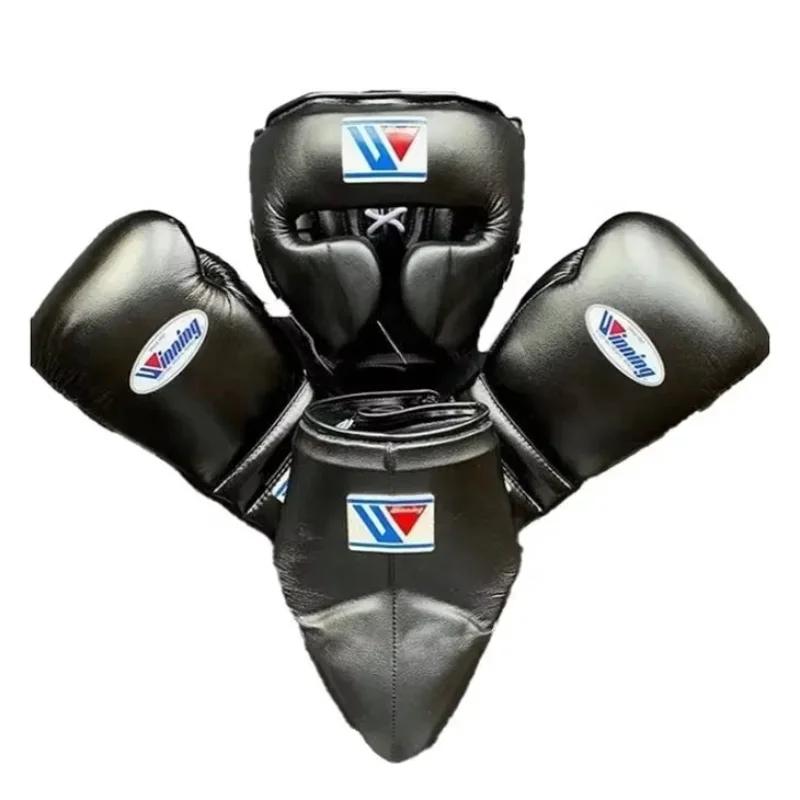 Guantes de boxeo ganadores profesionales, conjunto de cuero, guantes de boxeo ganadores, cuero de vaca Real, Kit de Sparring de boxeo, nuevo diseño 2025