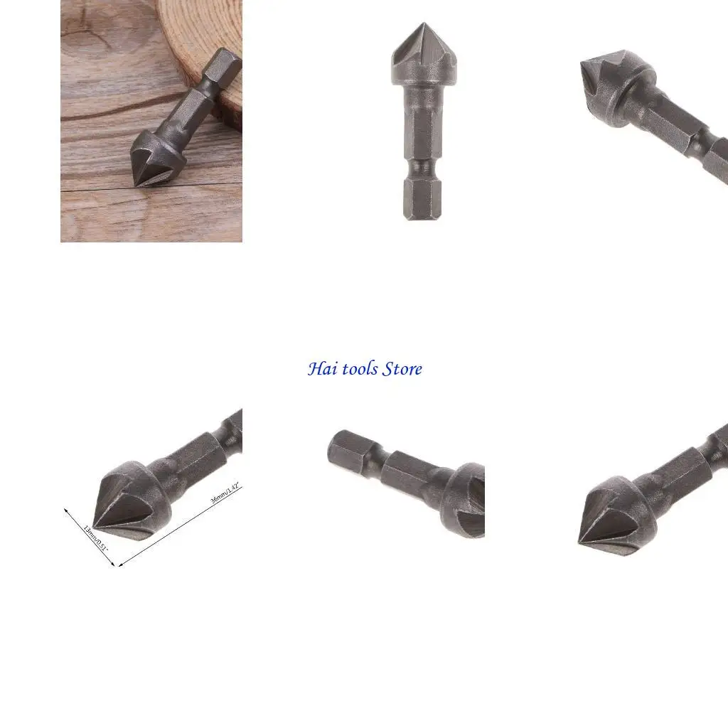 X37e countersink bor bit set 6 bergalur countersink 1/4inch hexagonal handle tool