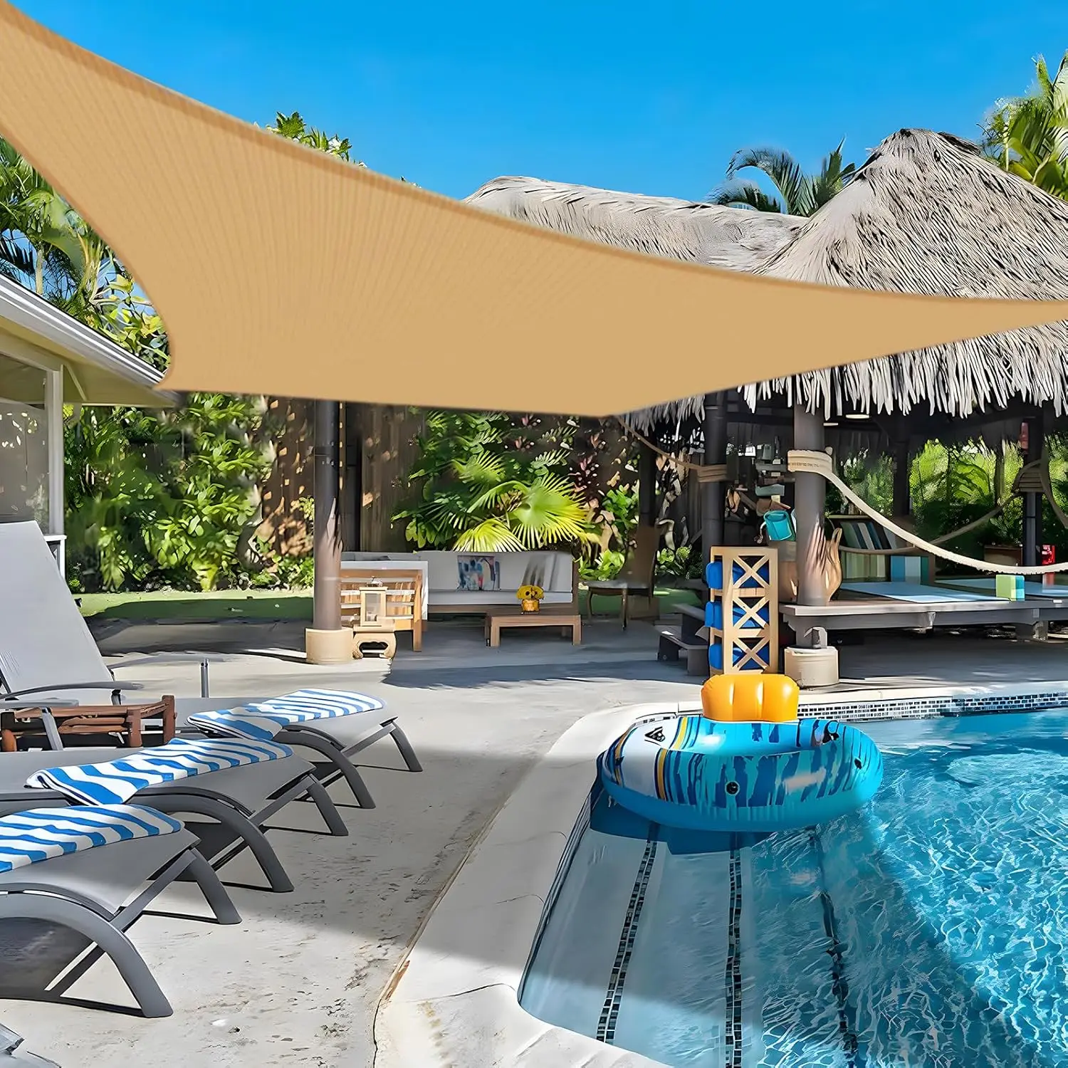 

16x20 ft Rectangle Sun Shade Sail Sand UV Block Outdoor Canopy for Patio Lawn Garden Carport