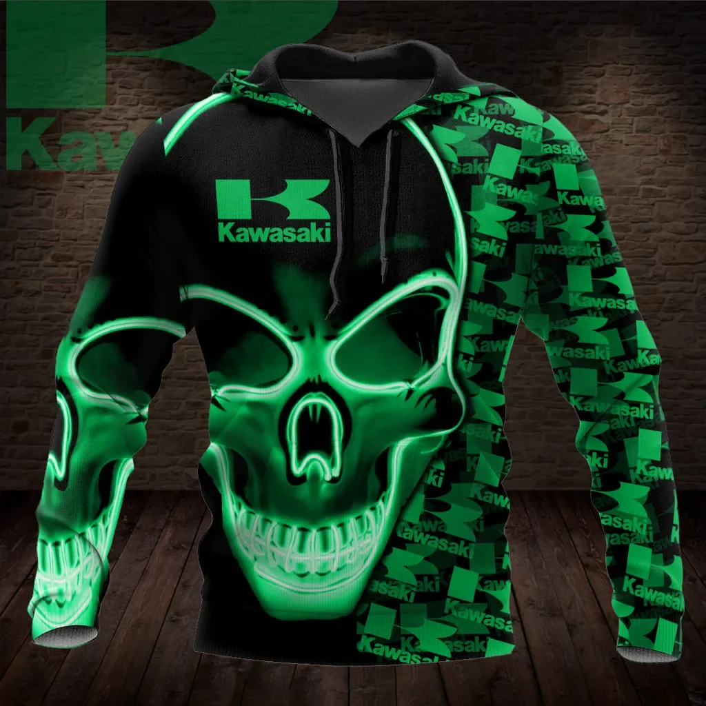 

New Kawasaki Hoodie Fashionable Kawasaki 3D Printed Men's Hoodie Outdoor Sports Wear Kawasaki Motorcycle Men cool Pullover